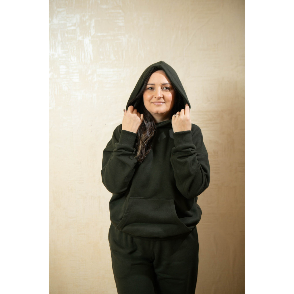 Oversize komplet – kapuljača + džep FUME/TAMNO SIVA