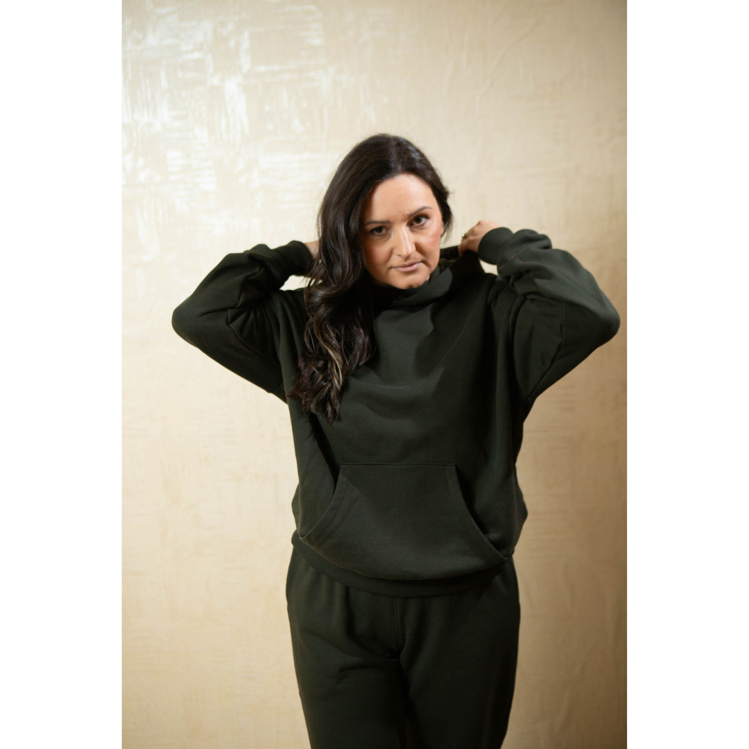 Oversize komplet – kapuljača + džep FUME/TAMNO SIVA