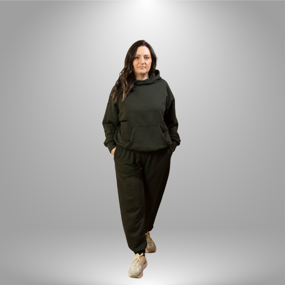 Oversize komplet – kapuljača + džep FUME/TAMNO SIVA