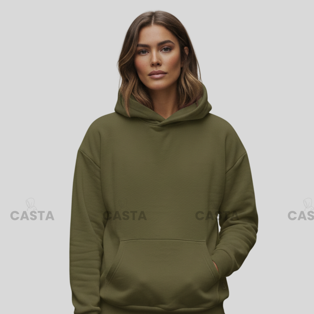 Oversize komplet – kapuljača + džep MASLINASTO ZELENA