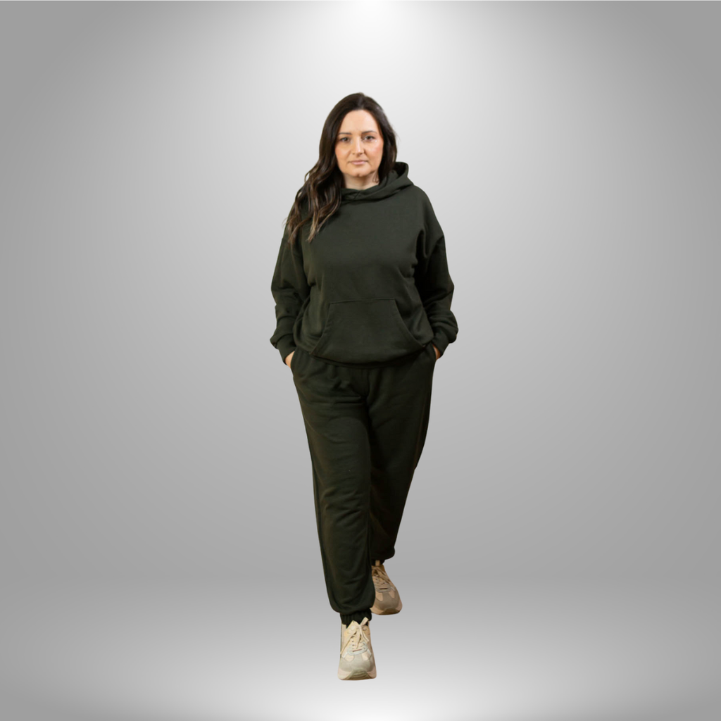 Oversize komplet – kapuljača + džep FUME/TAMNO SIVA