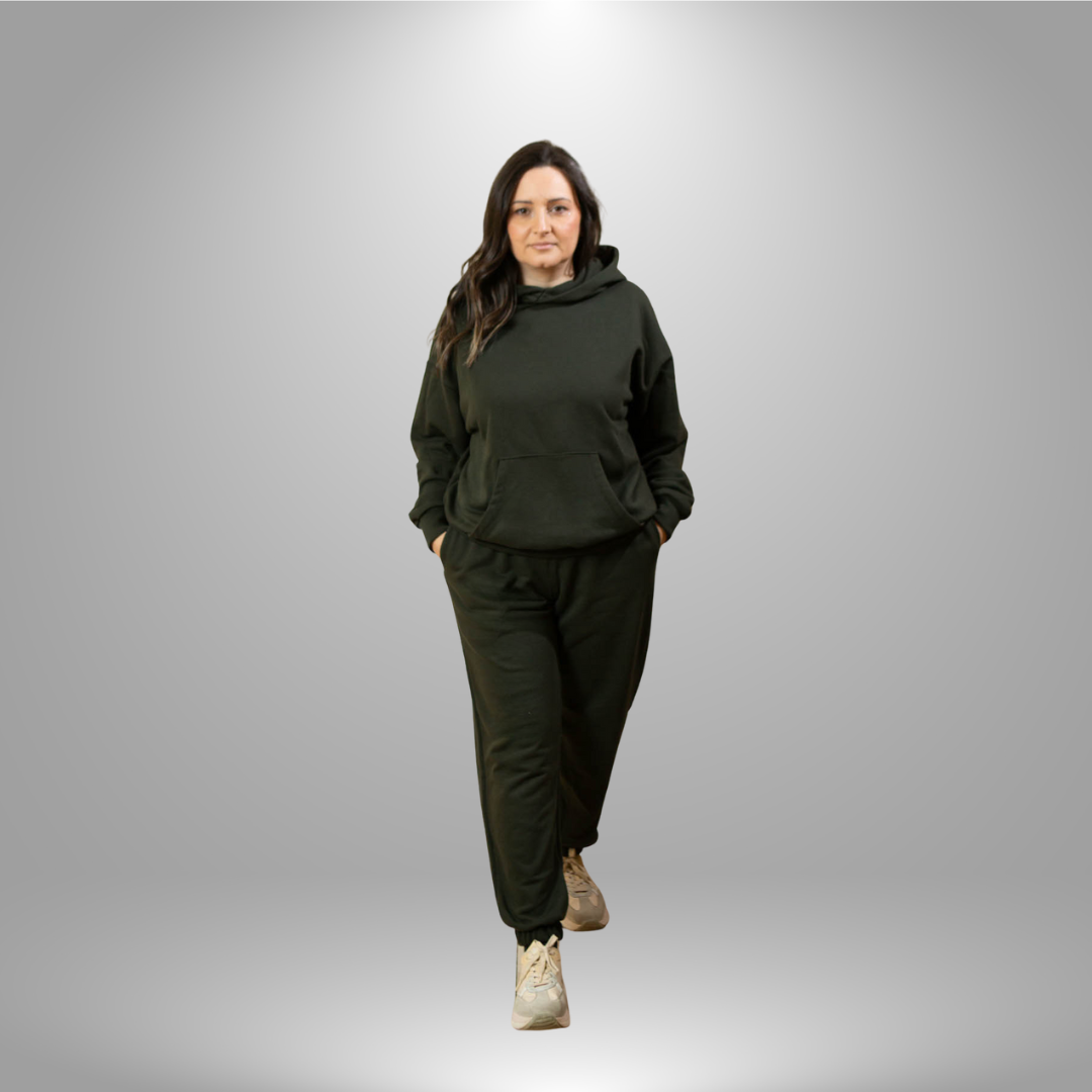 Oversize komplet – kapuljača + džep FUME/TAMNO SIVA