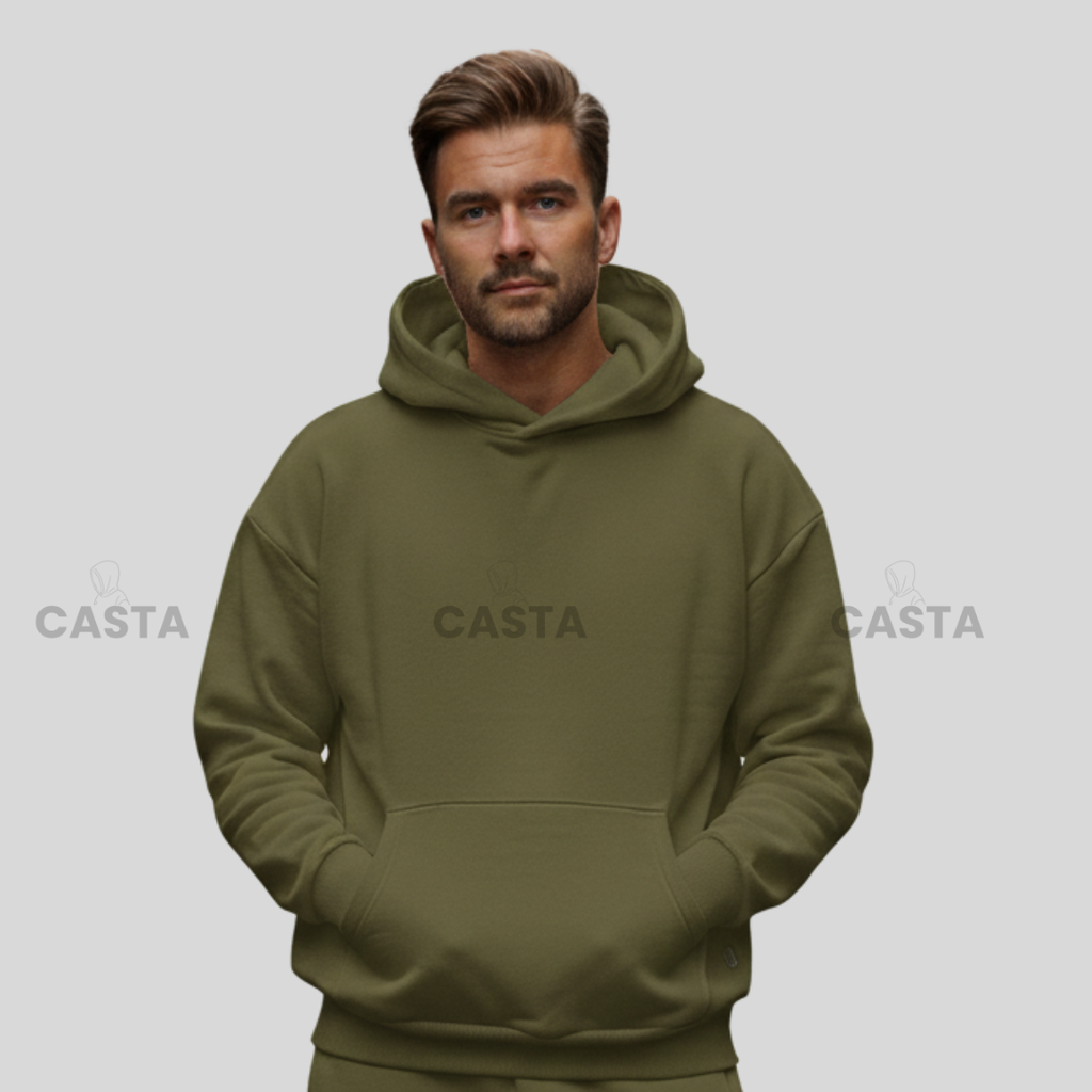 Oversize komplet – kapuljača + džep - MASLINASTO ZELENA