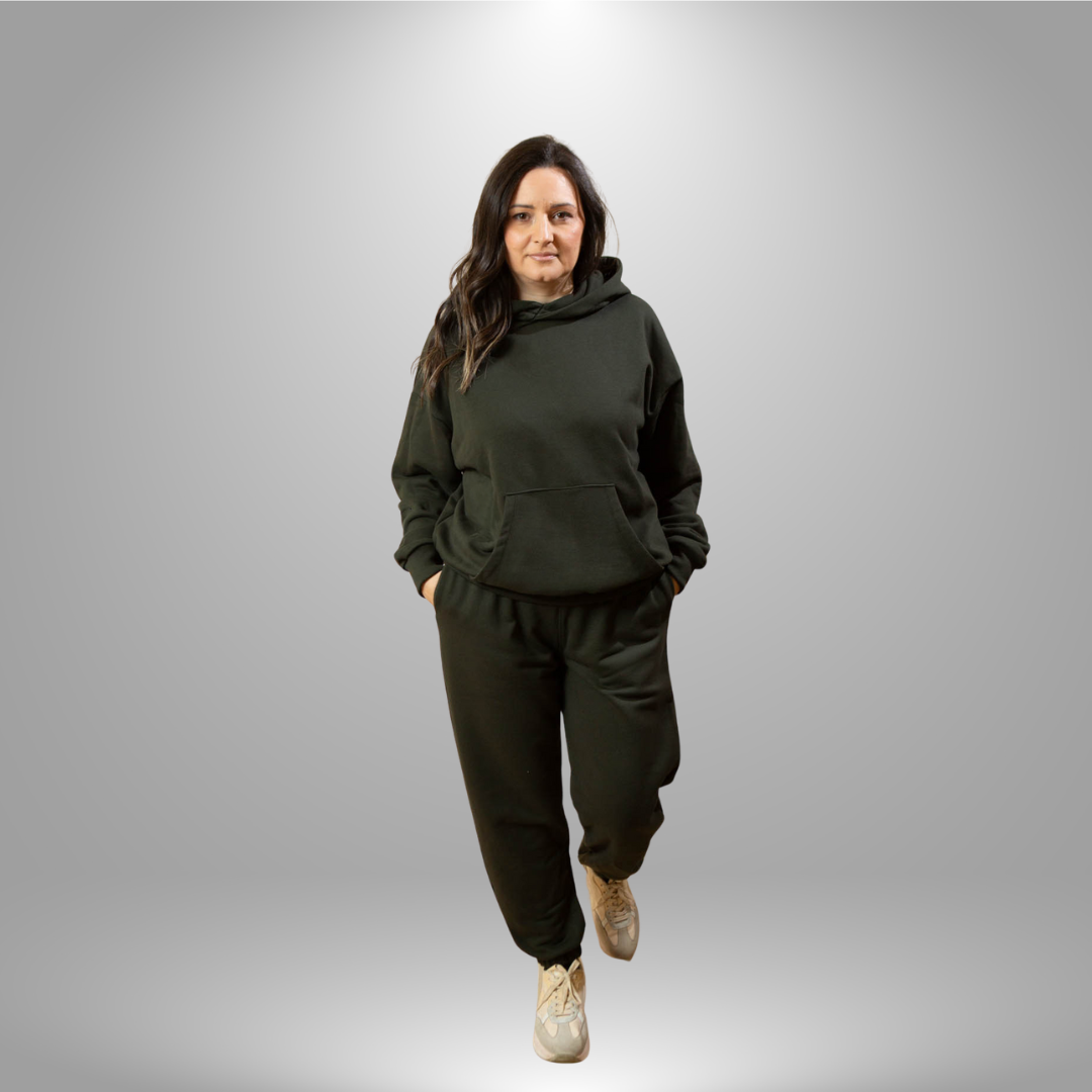 Oversize komplet – kapuljača + džep FUME/TAMNO SIVA