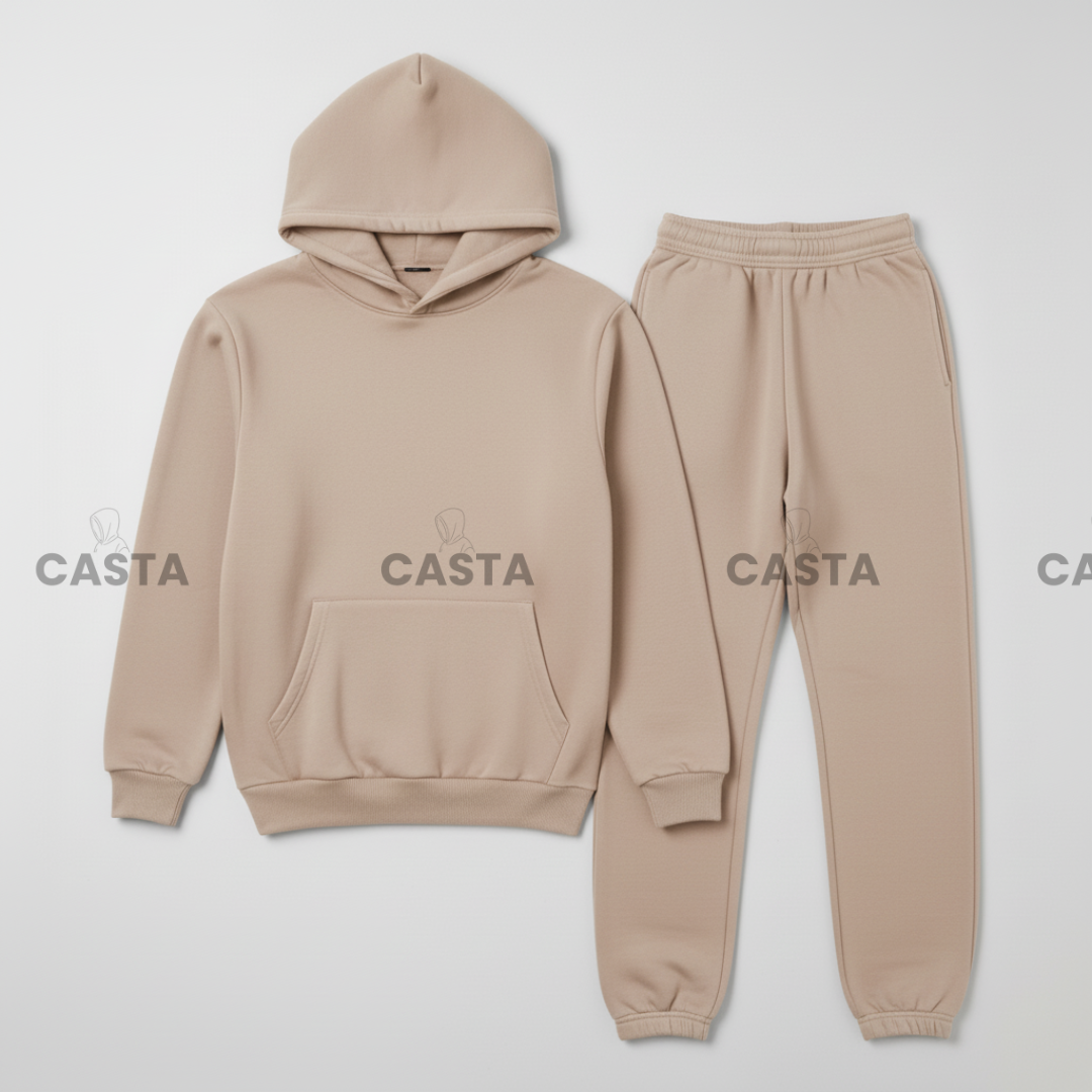 Oversize komplet – kapuljača + džep BEŽ/CAPPUCCINO