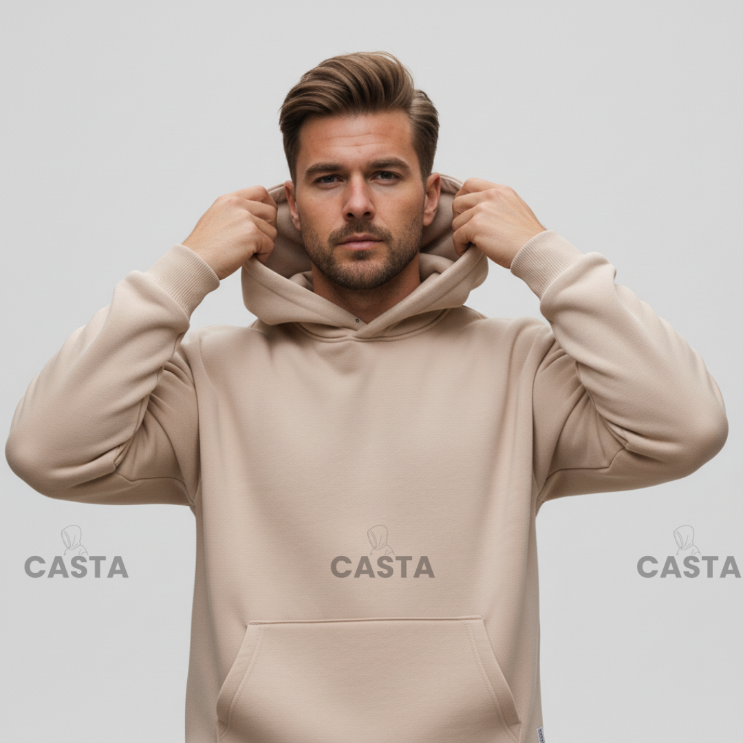 Oversize komplet – kapuljača + džep BEŽ/CAPPUCCINO