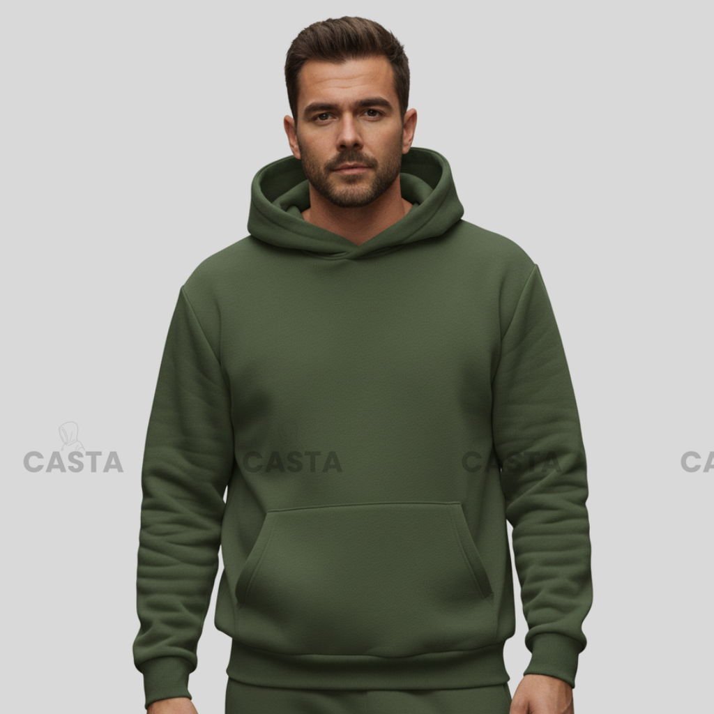 Oversize komplet – kapuljača + džep TAMNO MASLINASTA