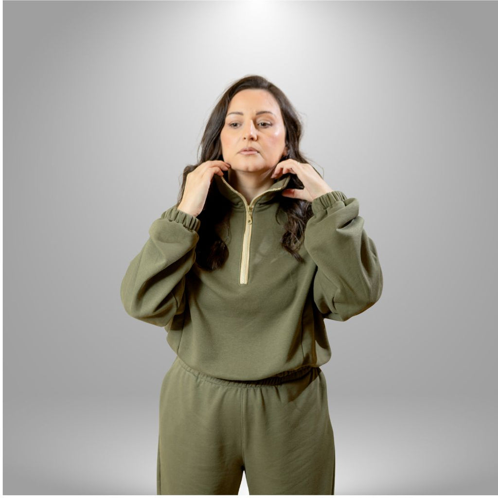 Duks sa zipom i donji deo univerzalna - MASLINASTO ZELENA