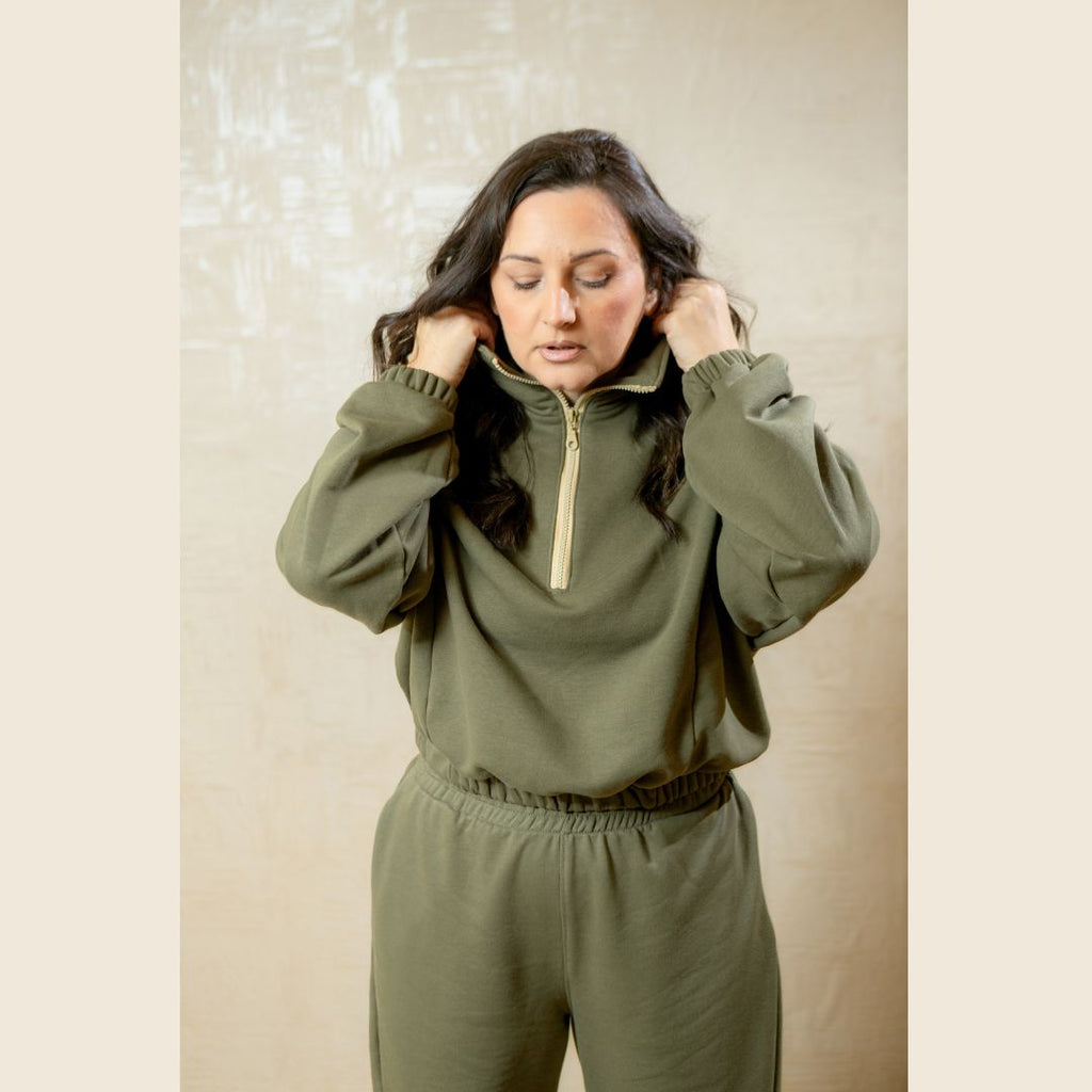 Duks sa zipom i donji deo univerzalna - MASLINASTO ZELENA