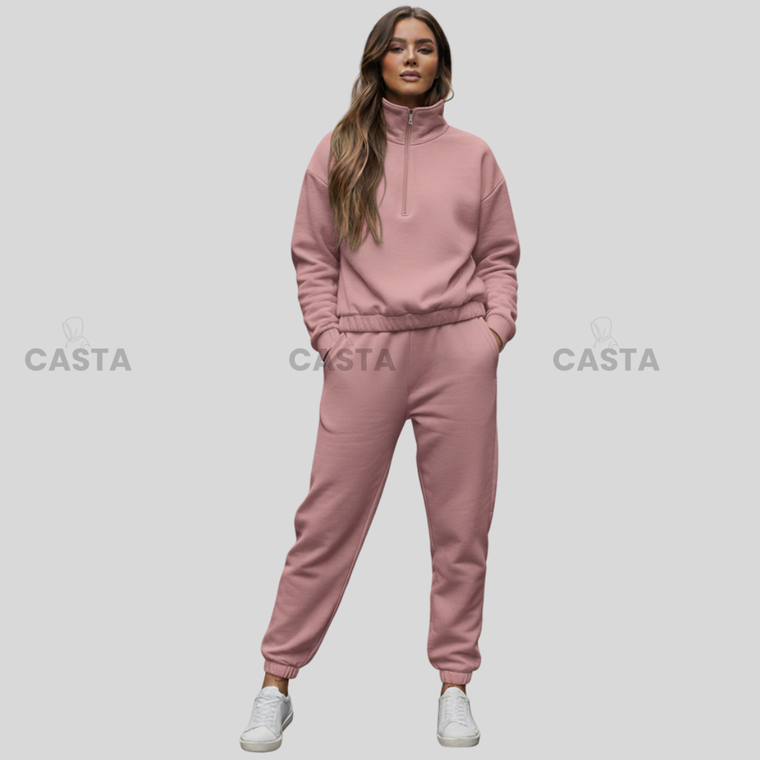 Duks sa zipom i donji deo univerzalna - PRLJAVO ROZE