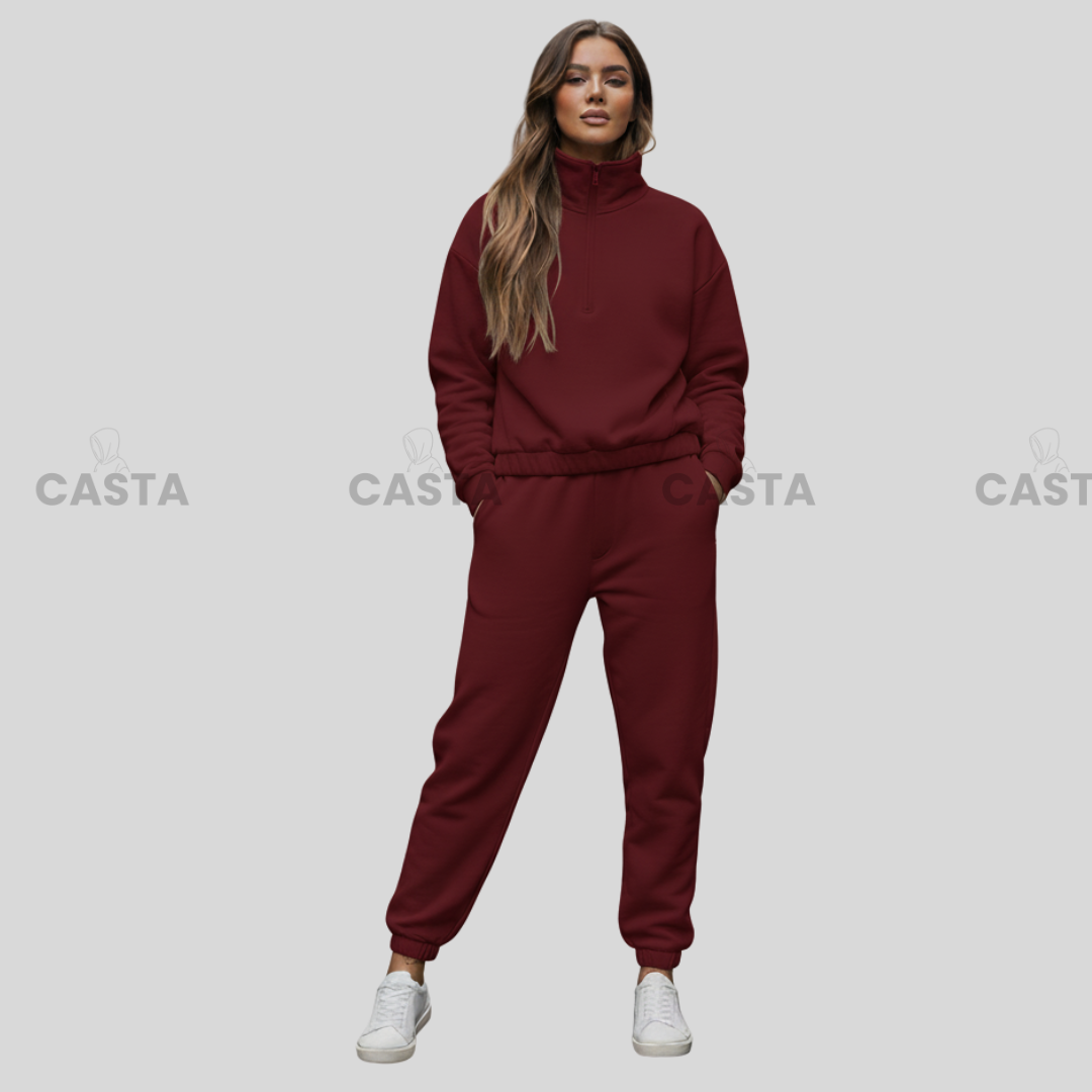 Duks sa zipom i donji deo univerzalna - BURGUNDY/BORDO