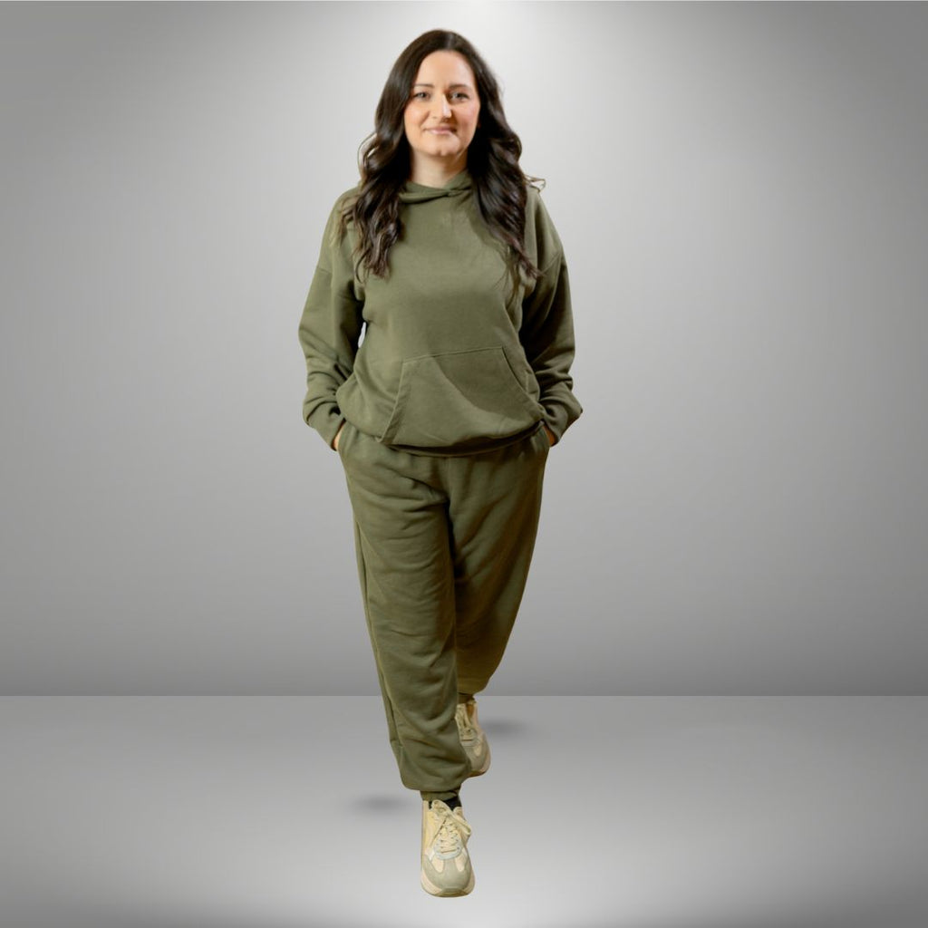 Oversize komplet – kapuljača + džep MASLINASTO ZELENA