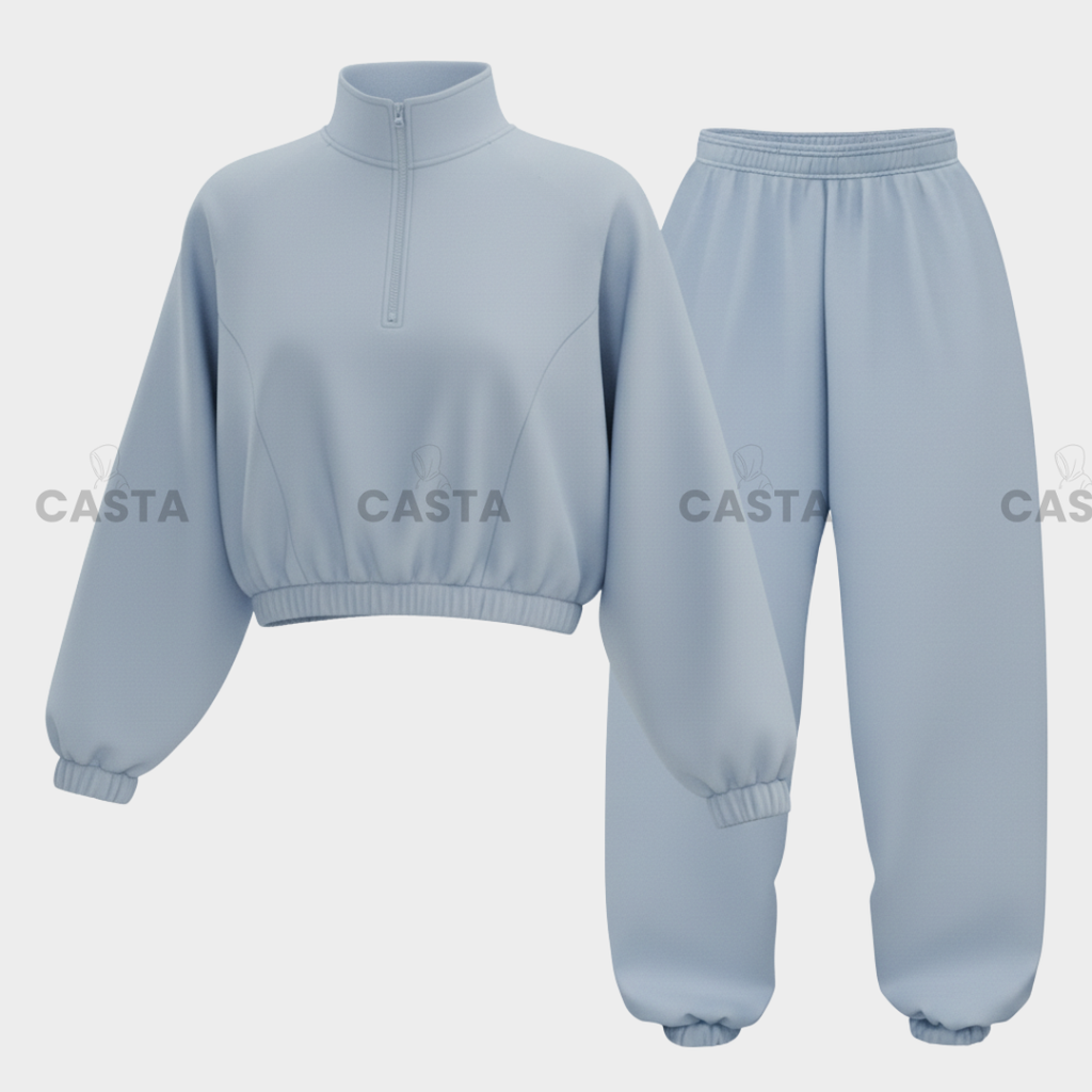 Duks sa zipom i donji deo univerzalna - PASTEL PLAVA