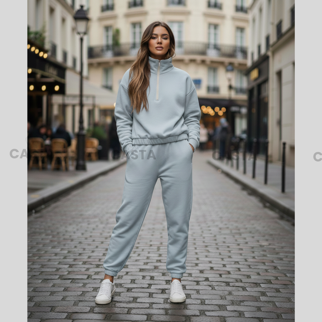 Duks sa zipom i donji deo univerzalna - PASTEL PLAVA