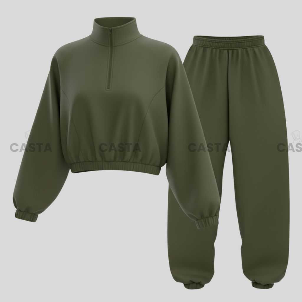 Duks sa zipom i donji deo univerzalna - MASLINASTO ZELENA