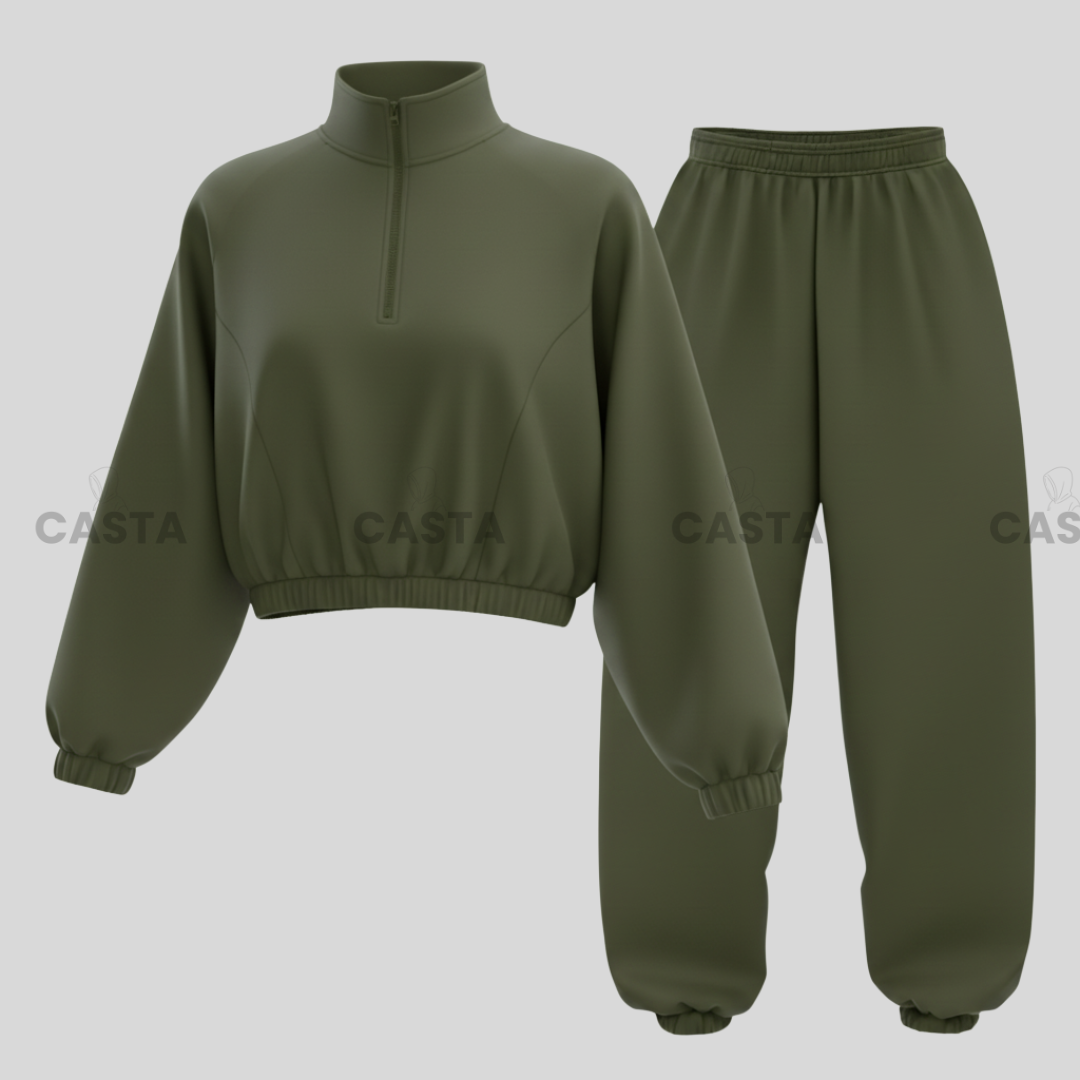 Duks sa zipom i donji deo univerzalna - MASLINASTO ZELENA