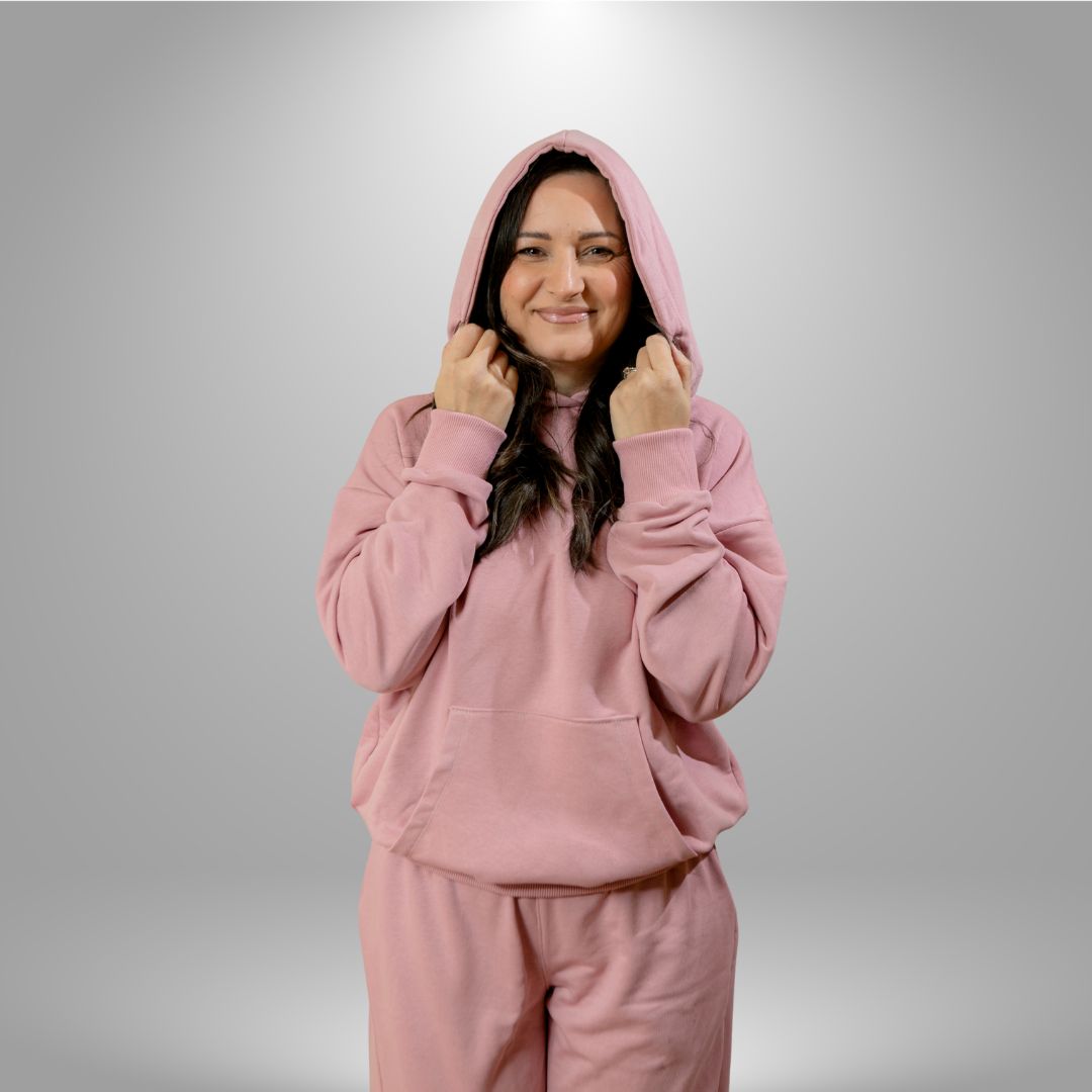 Oversize komplet – kapuljača + džep PRLJAVO ROZE