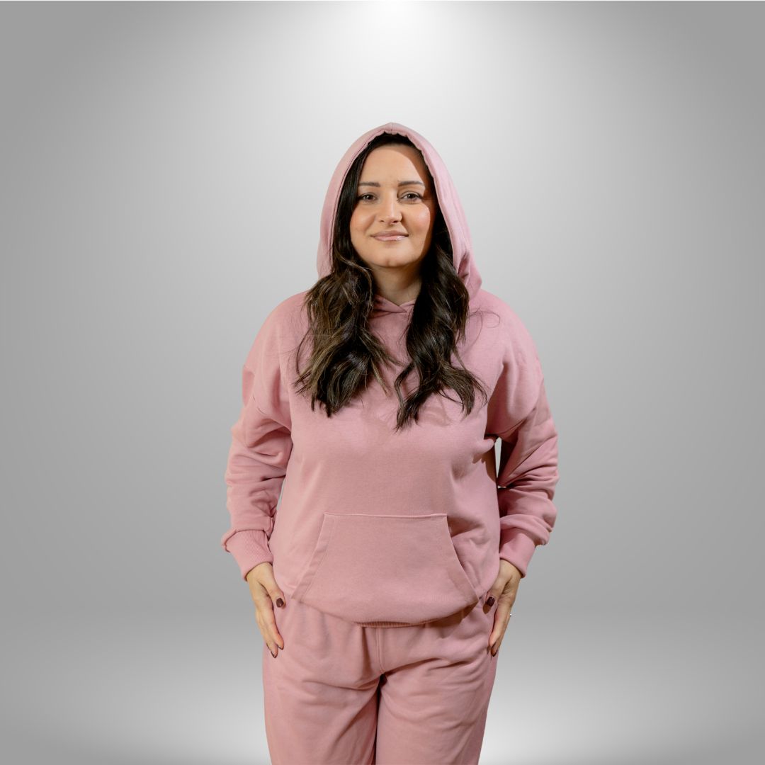 Oversize komplet – kapuljača + džep PRLJAVO ROZE