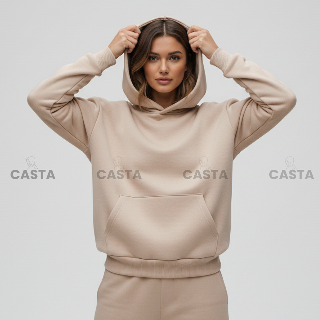 Oversize komplet – kapuljača + džep  BEŽ/KAPUĆINO