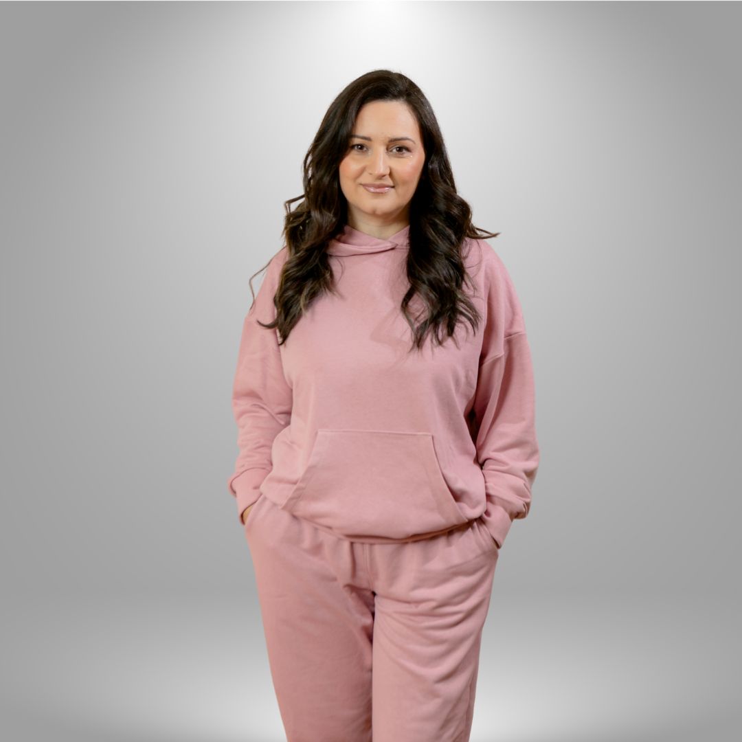 Oversize komplet – kapuljača + džep PRLJAVO ROZE