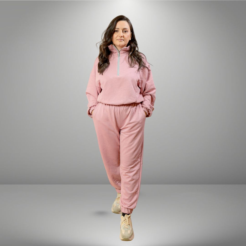 Duks sa zipom i donji deo univerzalna - PRLJAVO ROZE