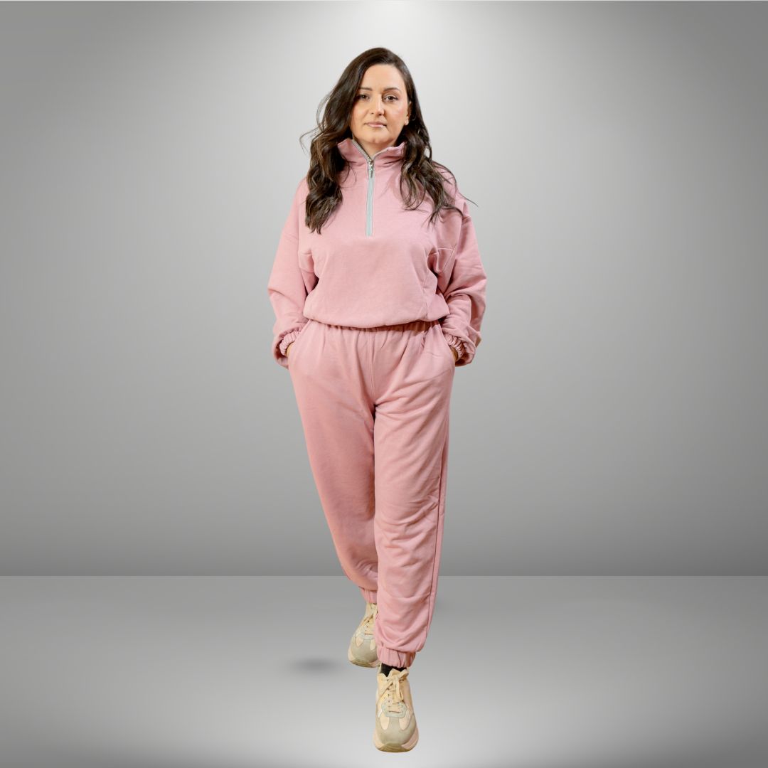 Duks sa zipom i donji deo univerzalna - PRLJAVO ROZE