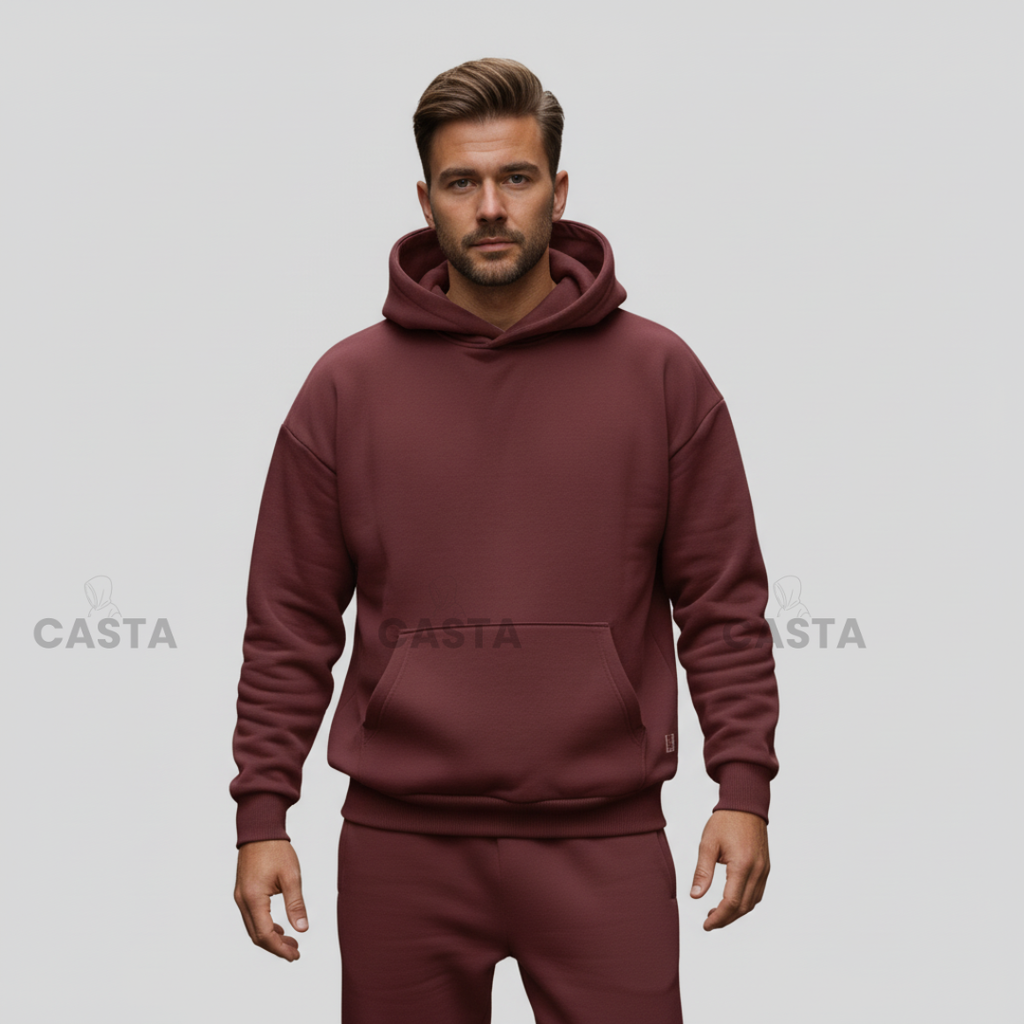 Oversize komplet – kapuljača + džep BURGUNDY/BORDO