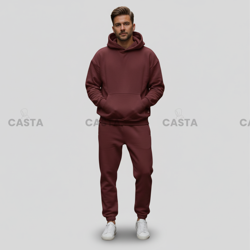 Oversize komplet – kapuljača + džep BURGUNDY/BORDO