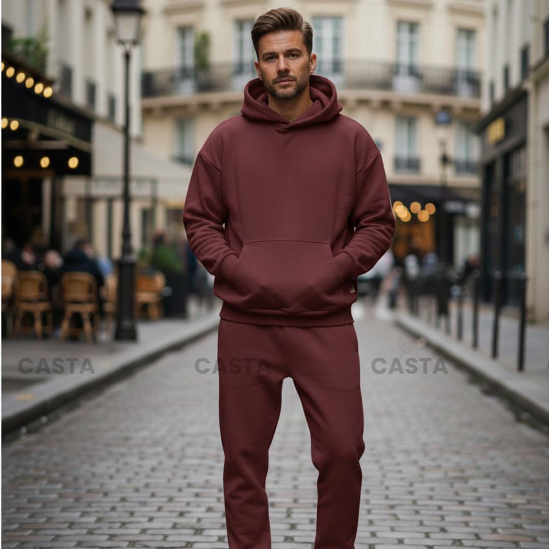 Oversize komplet – kapuljača + džep BURGUNDY/BORDO