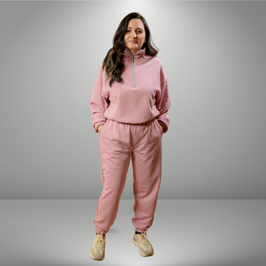 Duks sa zipom i donji deo univerzalna - PRLJAVO ROZE