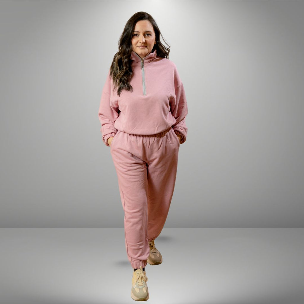 Duks sa zipom i donji deo univerzalna - PRLJAVO ROZE