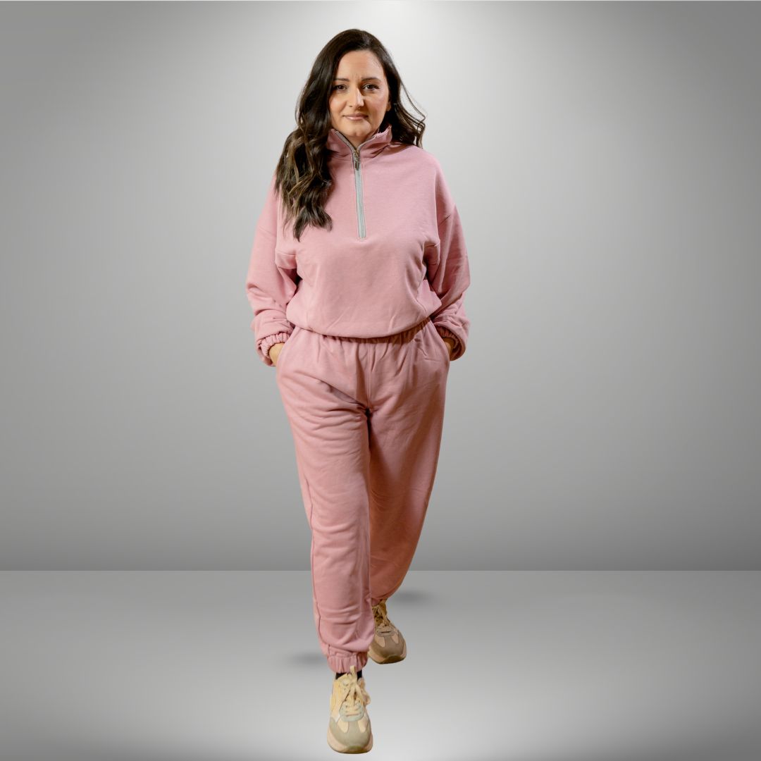 Duks sa zipom i donji deo univerzalna - PRLJAVO ROZE