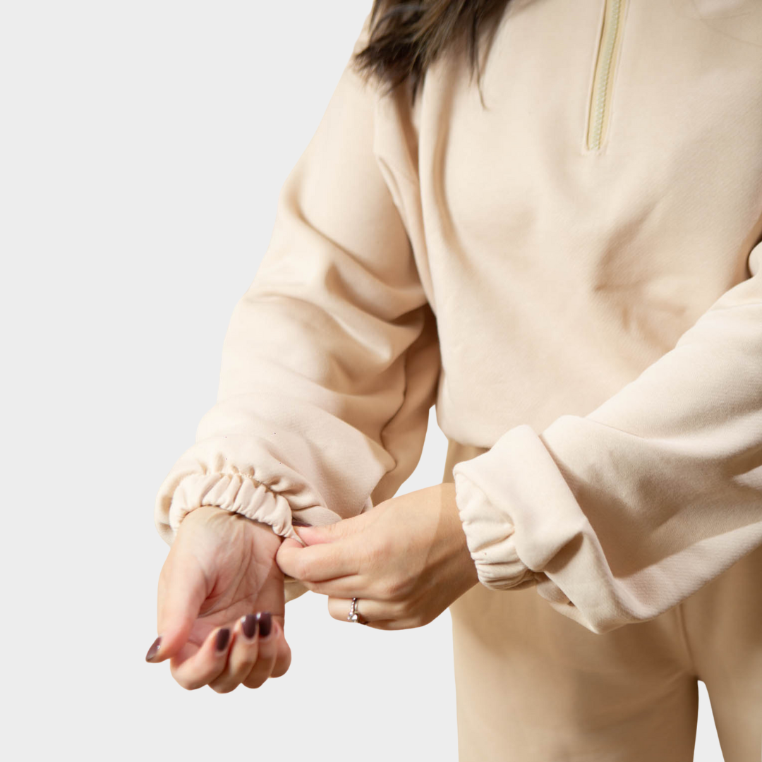 Duks sa zipom i donji deo univerzalna - BEŽ/CAPPUCCINO