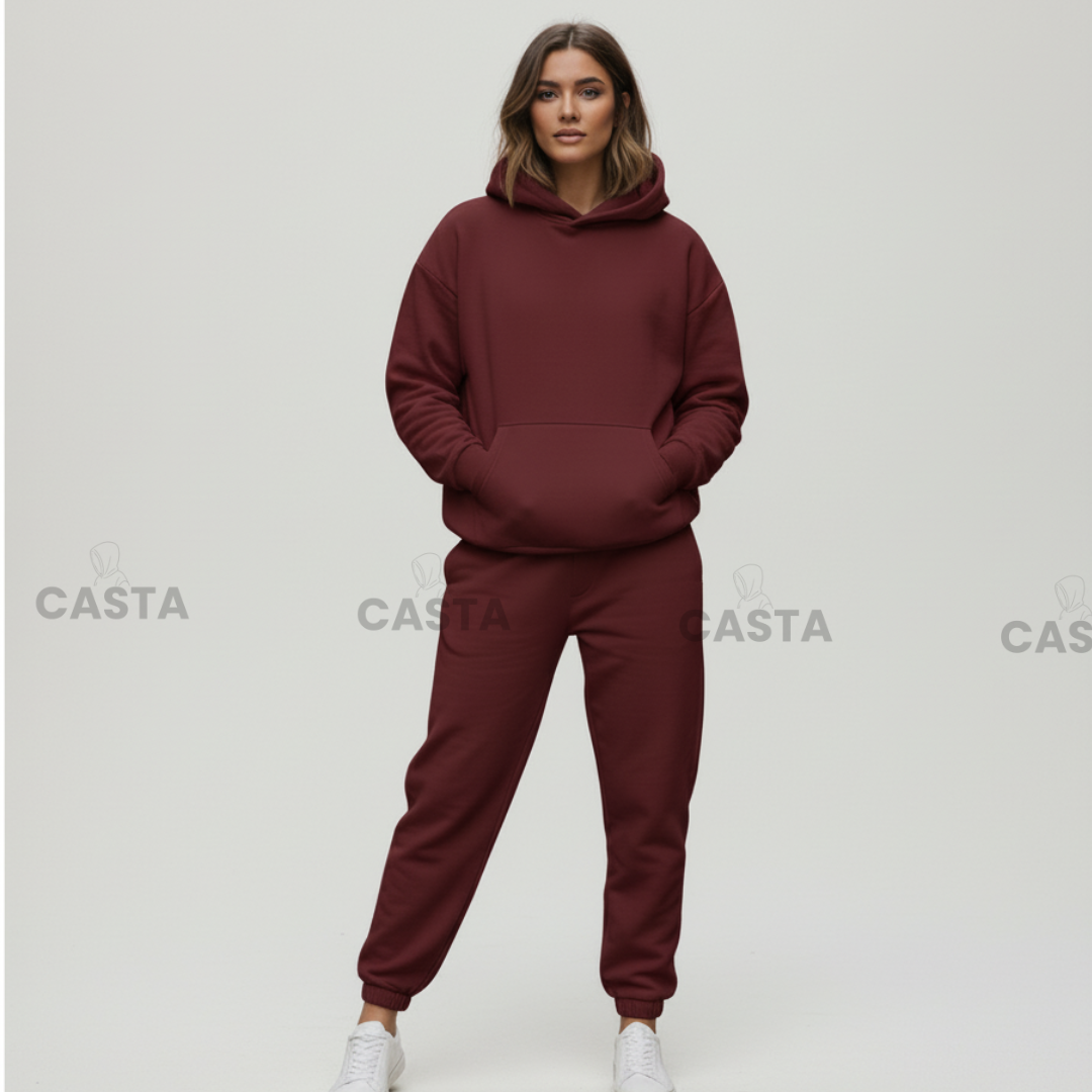 Oversize komplet – kapuljača + džep BURGUNDY/BORDO