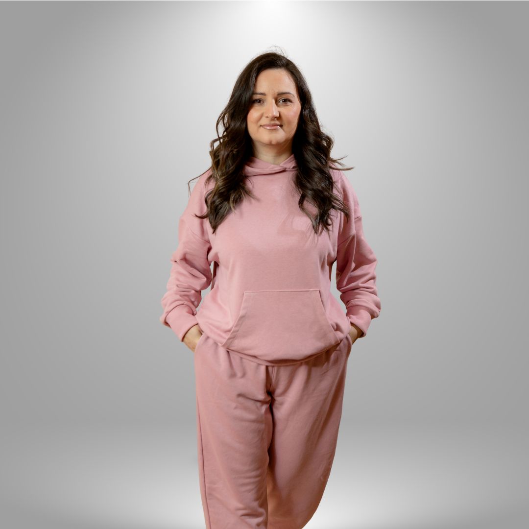 Oversize komplet – kapuljača + džep PRLJAVO ROZE