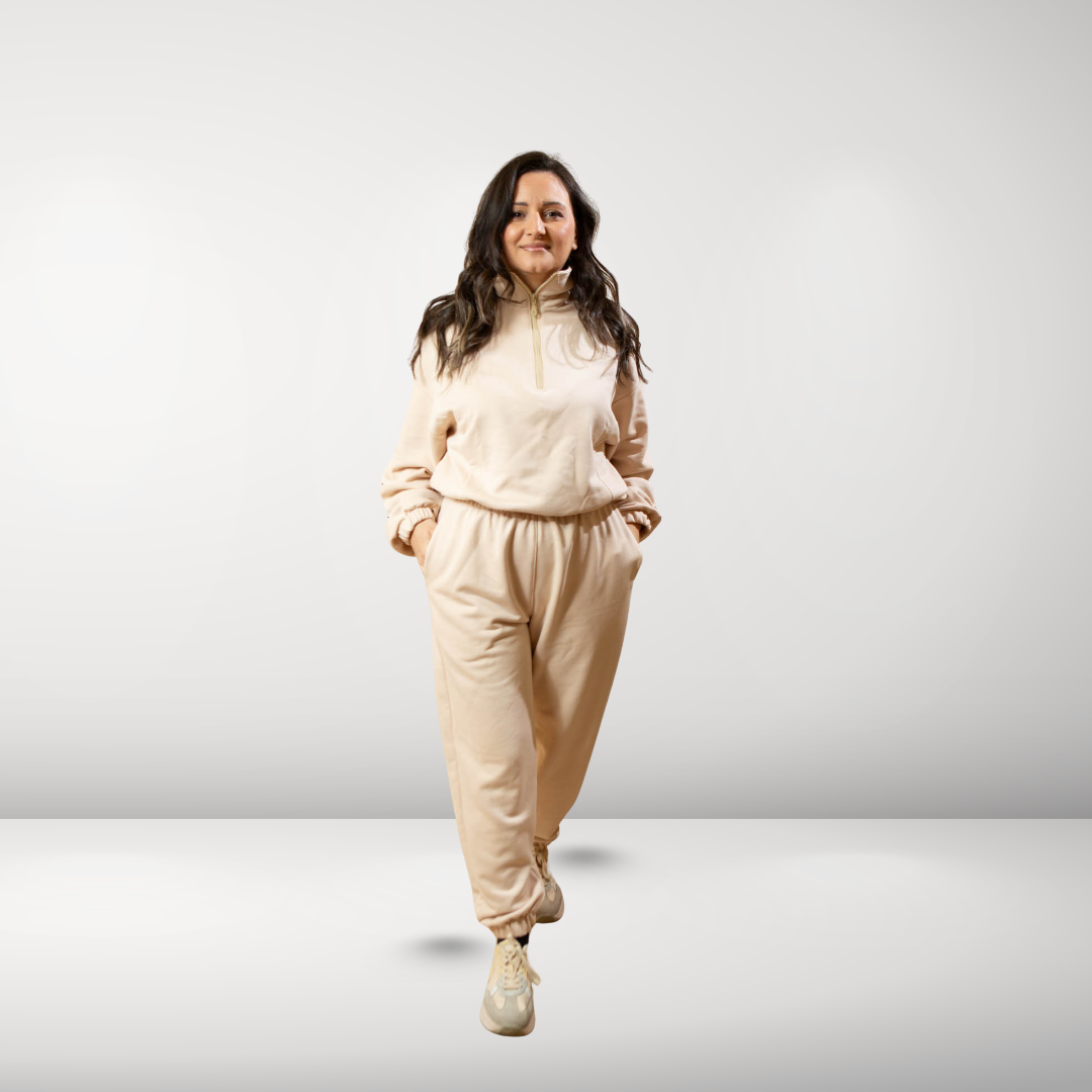 Duks sa zipom i donji deo univerzalna - BEŽ/CAPPUCCINO