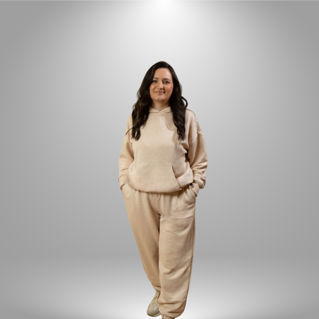 Oversize komplet – kapuljača + džep  BEŽ/KAPUĆINO