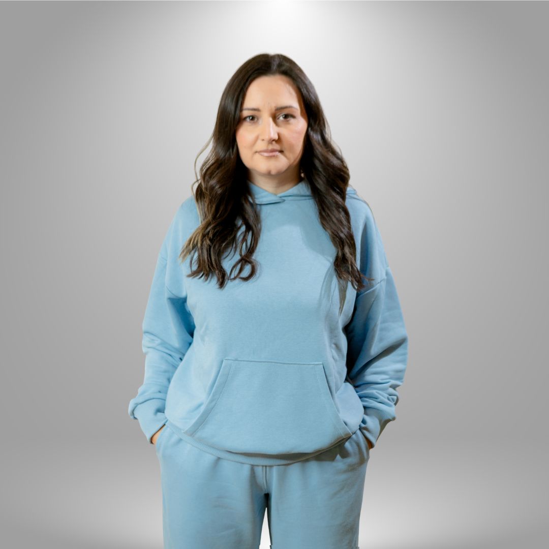 Oversize komplet – kapuljača + džep PASTEL PLAVA