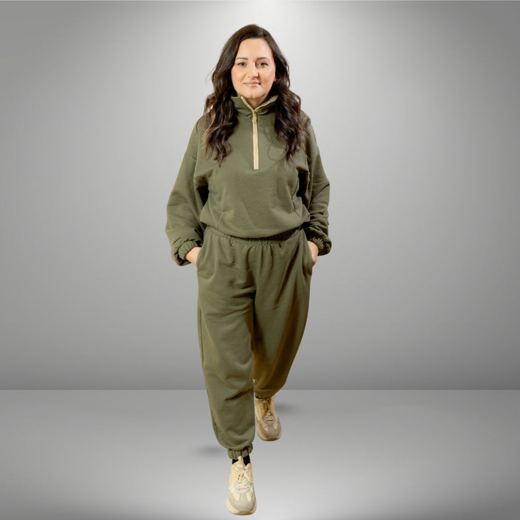 Duks sa zipom i donji deo univerzalna - MASLINASTO ZELENA