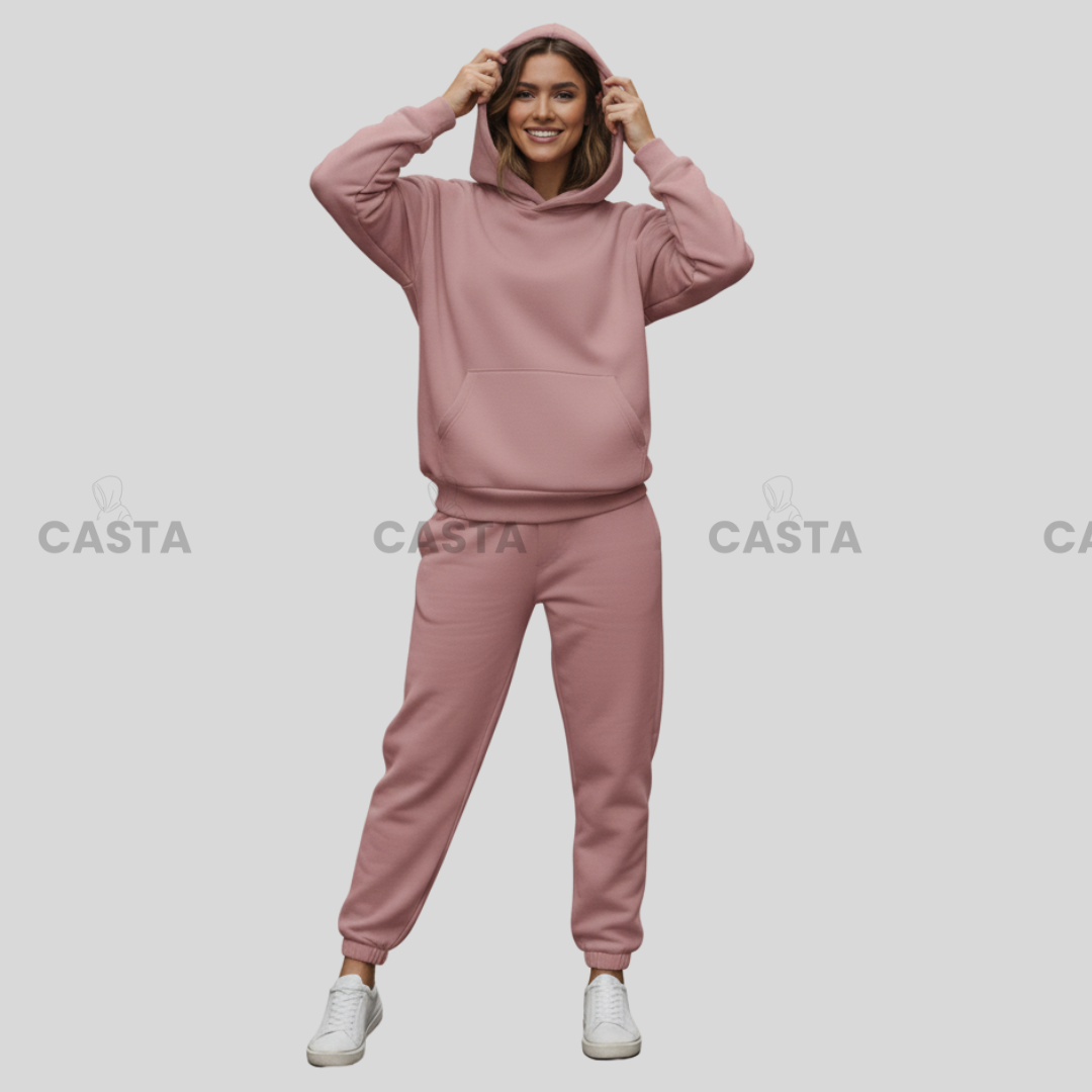 Oversize komplet – kapuljača + džep PRLJAVO ROZE