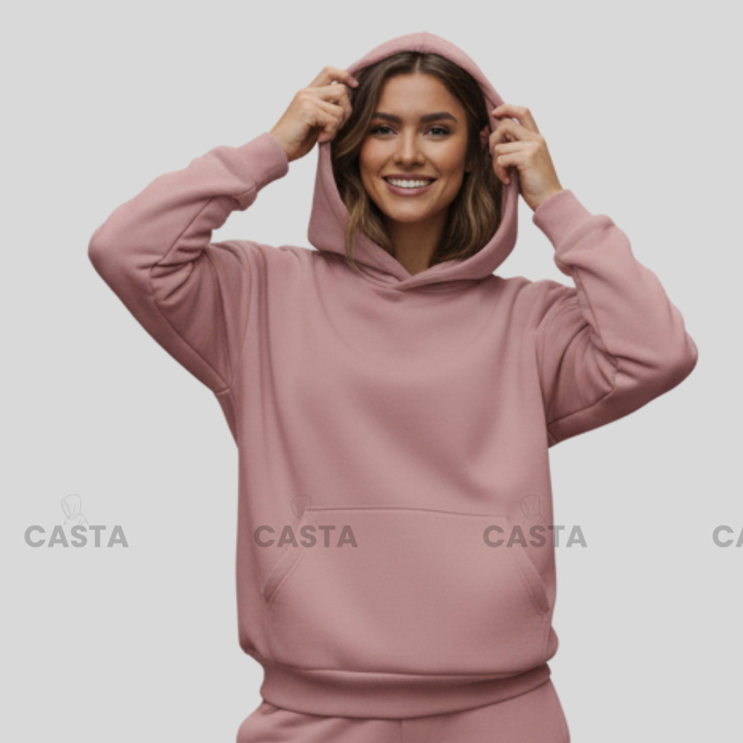 Oversize komplet – kapuljača + džep PRLJAVO ROZE