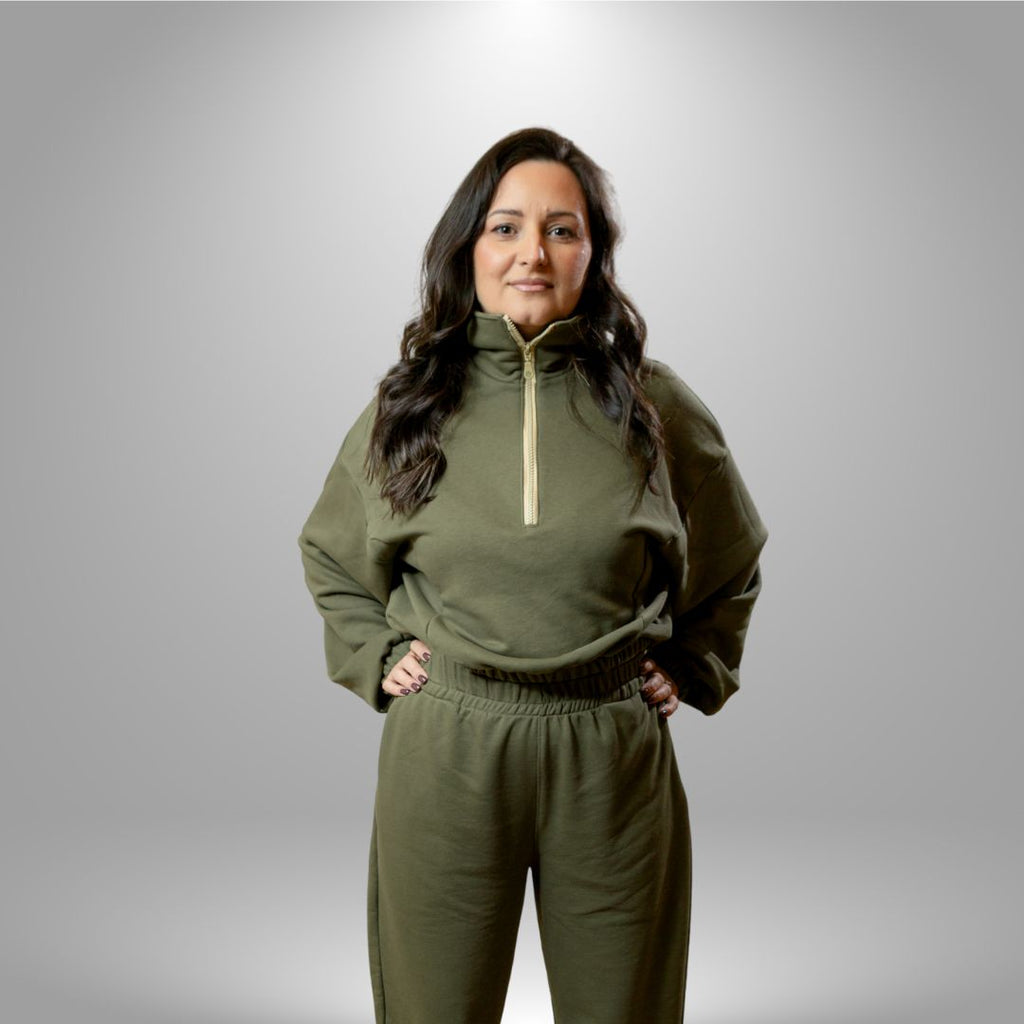 Duks sa zipom i donji deo univerzalna - MASLINASTO ZELENA