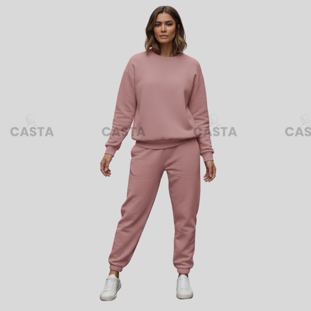 Oversize komplet – basic Prljavo roze