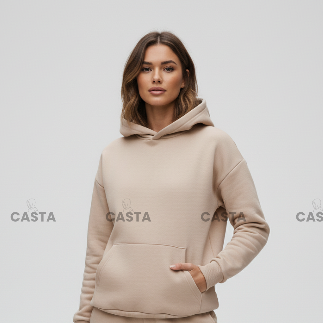 Oversize komplet – kapuljača + džep  BEŽ/KAPUĆINO