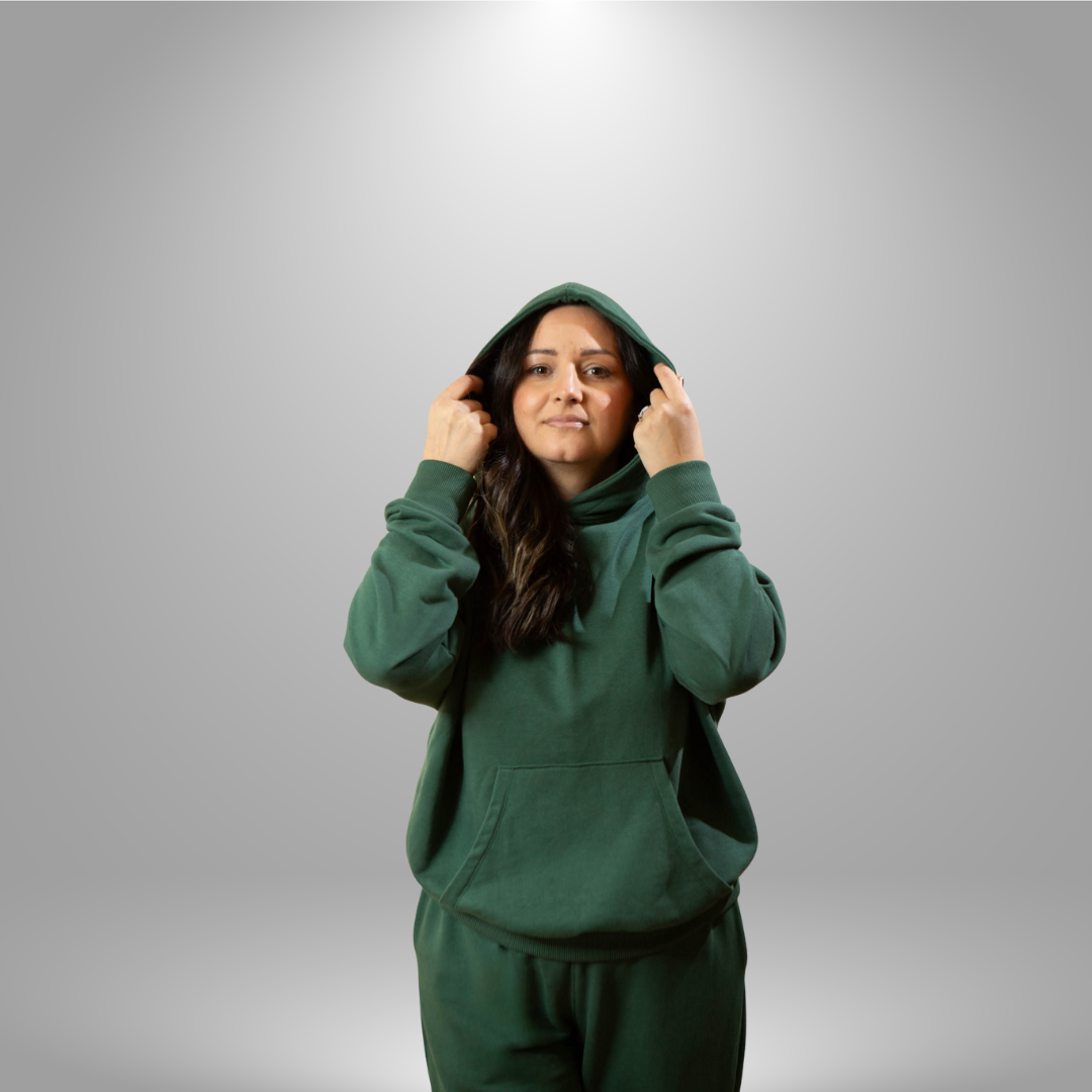 Oversize komplet – kapuljača + džep TAMNO MASLINASTI