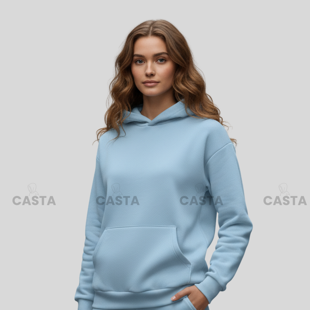 Oversize komplet – kapuljača + džep PASTEL PLAVA