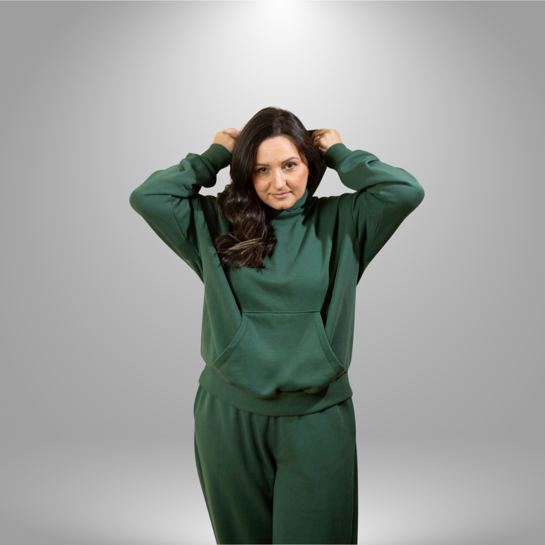 Oversize komplet – kapuljača + džep TAMNO MASLINASTI