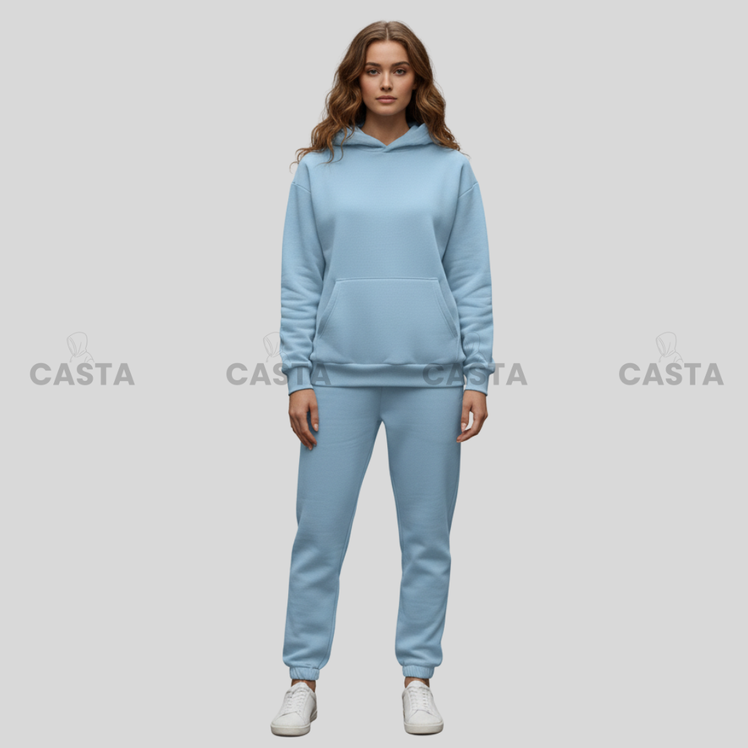 Oversize komplet – kapuljača + džep PASTEL PLAVA