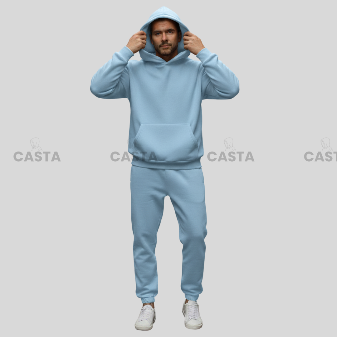 Oversize komplet – kapuljača + džep PASTEL PLAVA