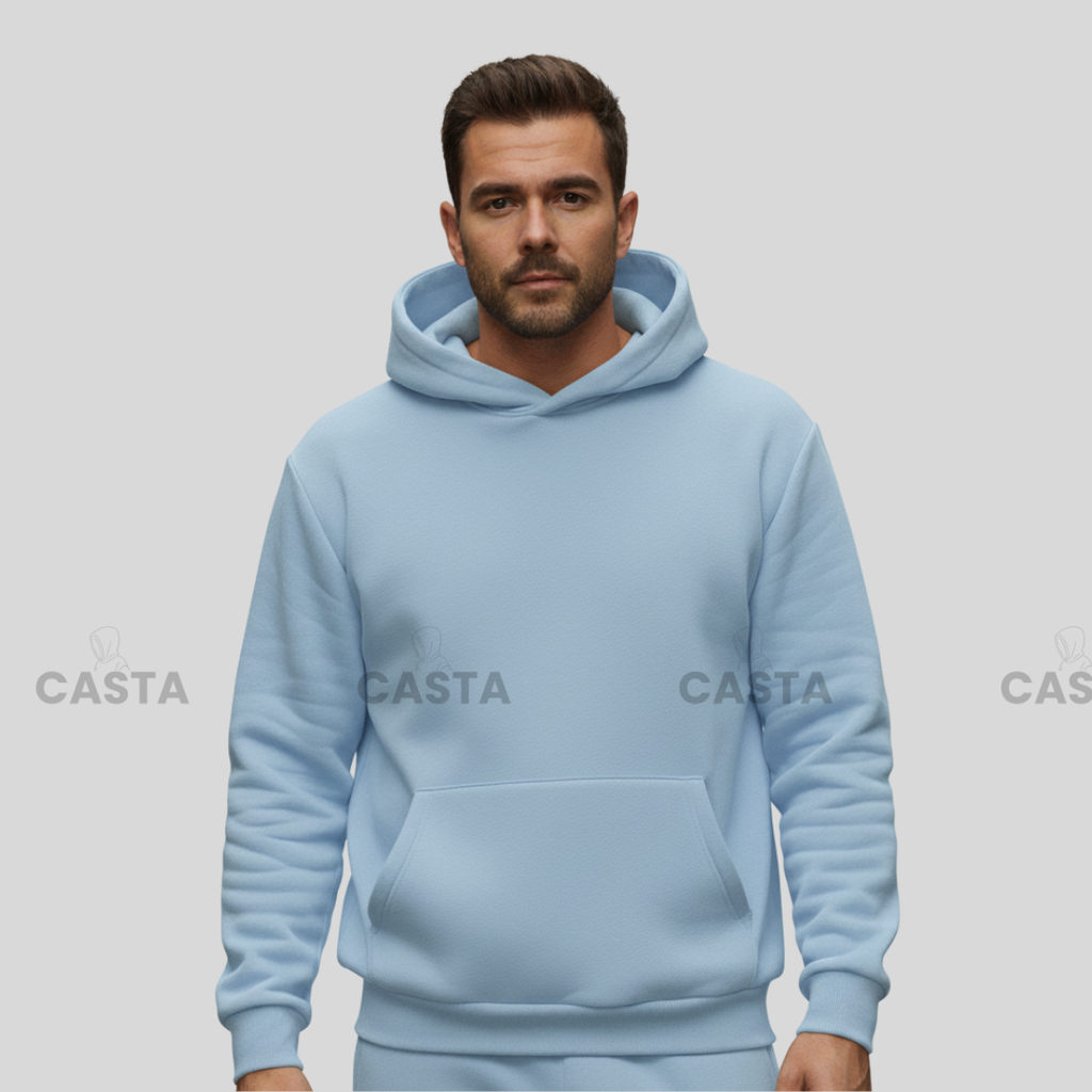 Oversize komplet – kapuljača + džep PASTEL PLAVA